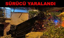 Otomobil müstakil evin bahçesine uçtu