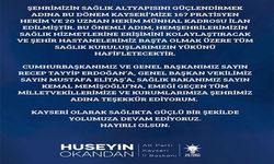 Okandan duyurdu: “Kayseri’ye 187 yeni hekim kadrosu”