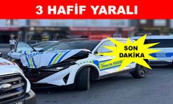İşçi servisi ile polis otosu çarpıştı