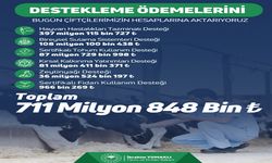711 milyon 848 bin TL tarımsal destek çiftçilerin hesaplarına aktarılıyor
