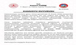 Kayseri’de okullar 1 gün tatil edildi