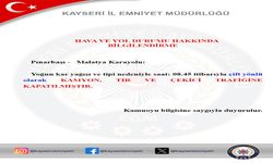 Pınarbaşı - Malatya Karayolu trafiğe kapatıldı