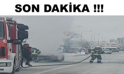 Seyir halinde alev alan otomobil, kullanılamaz hale geldi