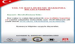 Kayseri-Develi (Erciyes) yolu araç trafiğine açıldı