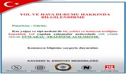 Pınarbaşı - Gürün yolu trafiğe açıldı