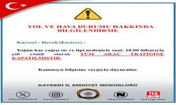 Kayseri-Develi (Erciyes) yolu araç trafiğine kapandı