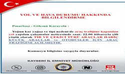 Pınarbaşı-Göksun yolu küçük araçlar ve otobüsler için trafiğe kapatıldı