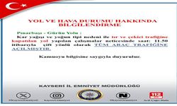 Pınarbaşı - Gürün yolu trafiğe açıldı