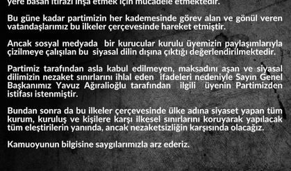 AP Genel Başkan Yardımcısı Erel: "İlgili üyenin partimizden istifası istenmiştir"