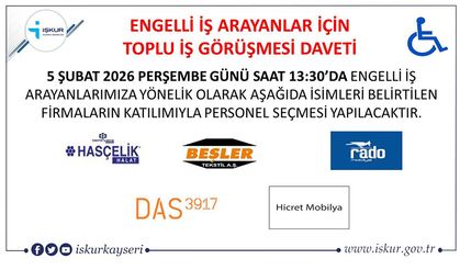 Engelli vatandaşlara yönelik toplu iş görüşmesi gerçekleşecek