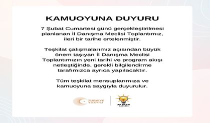 AK Parti İl Danışma Meclisi toplantısı ileri bir tarihe ertelendi