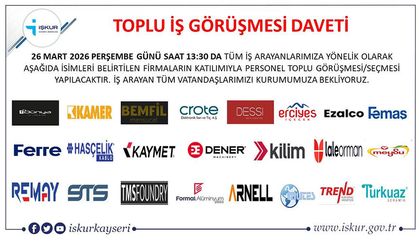 Kayseri’de 544 kişilik eleman alımı için toplu iş görüşmesi gerçekleştirilecek