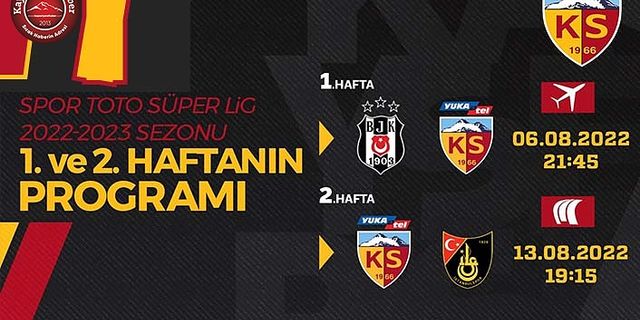 Kayserispor Beşiktaş ve İstanbulspor'la Karşı Karşıya Geliyor