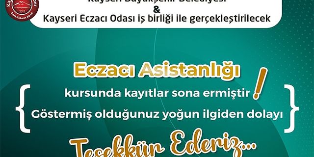 'ECZACI ASİSTANLIĞI' KURSUNA YOĞUN İLGİ