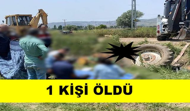 Traktör sulama kanalına düştü
