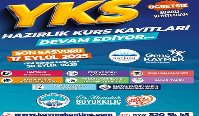 Büyükşehir  kaymek'in ücretsiz  yks kursuna kayıtlar sürüyor