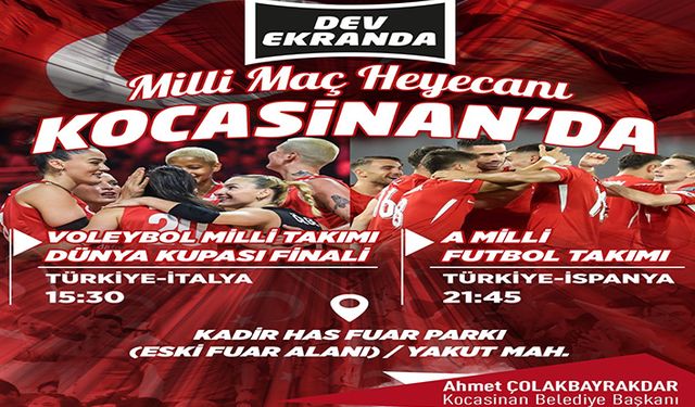 Kocasinan’da milli maç heyecanı dev ekranda