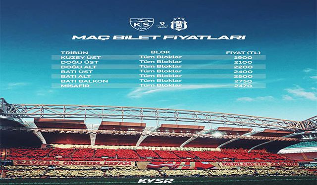 Kayserispor – Beşiktaş maç biletleri satışa çıktı