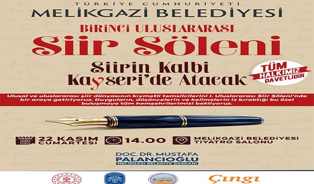Melikgazi'de 1. Uluslararası Şiir Şöleni yapılacak