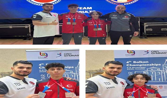 Kayserili cimnastikçiler Balkan Şampiyonasından çifte madalyayla döndü