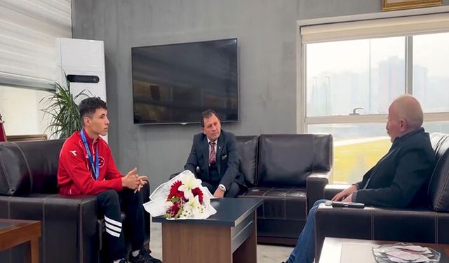 İl Müdürü Kabakcı, Avrupa Şampiyonu Utku Mete Yağcı’yı törenle karşıladı