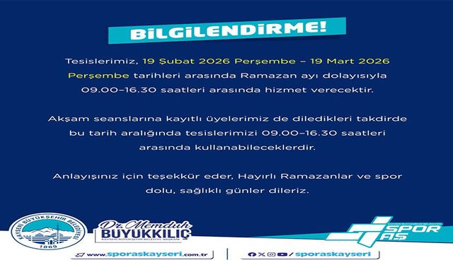 Kayseri Büyükşehir’in spor tesislerinde Ramazan düzenlemesi