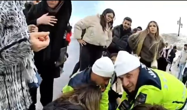 Erciyes’te fenalaşan kadın sürücüye jandarmadan müdahale