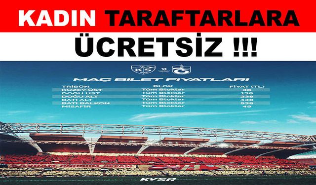 Kayserispor - Trabzonspor maç biletleri satışta