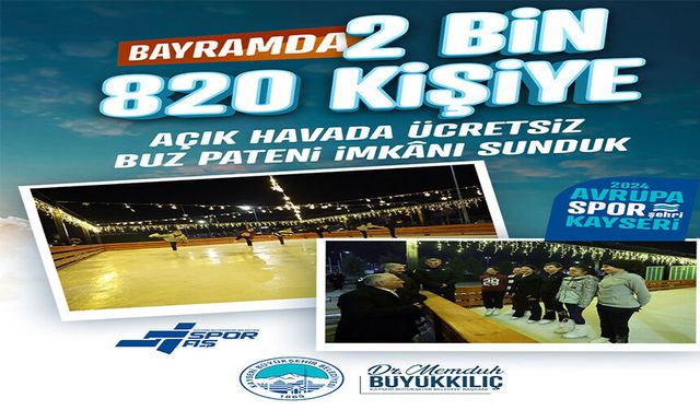 Açık hava buz pateni pisti bayramda 2 bin 820 kişiye hizmet verdi