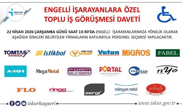 Engelli Vatandaşlar İçin Toplu İş Görüşmesi Yapılacak