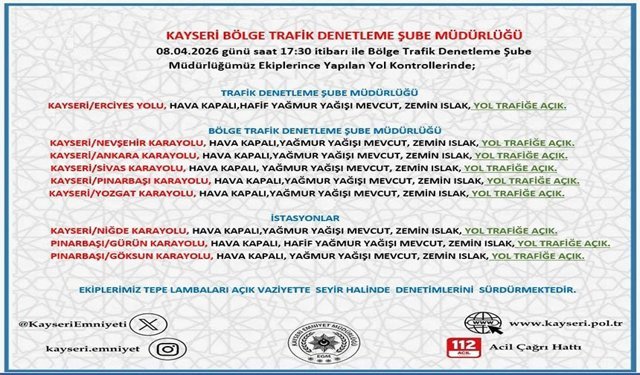 Kayseri ve ilçelerinde yollar açık