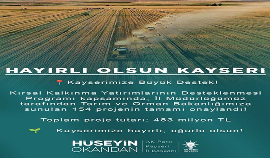 Proje tutarı 483 milyon TL