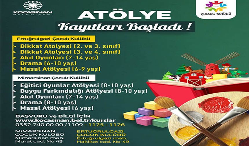 Kocasinan Belediyesi Çocuk Kulübü'nde yeni dönem kurs kayıtları başladı