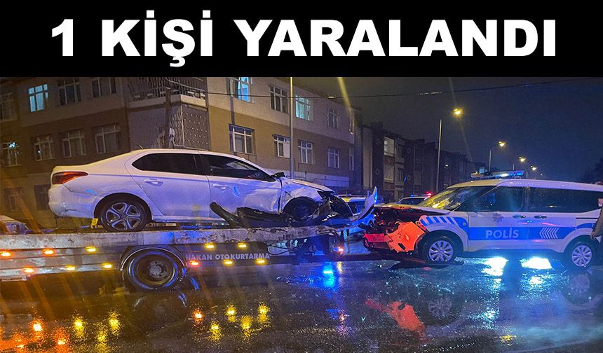Polis otosu ile otomobil çarpıştı